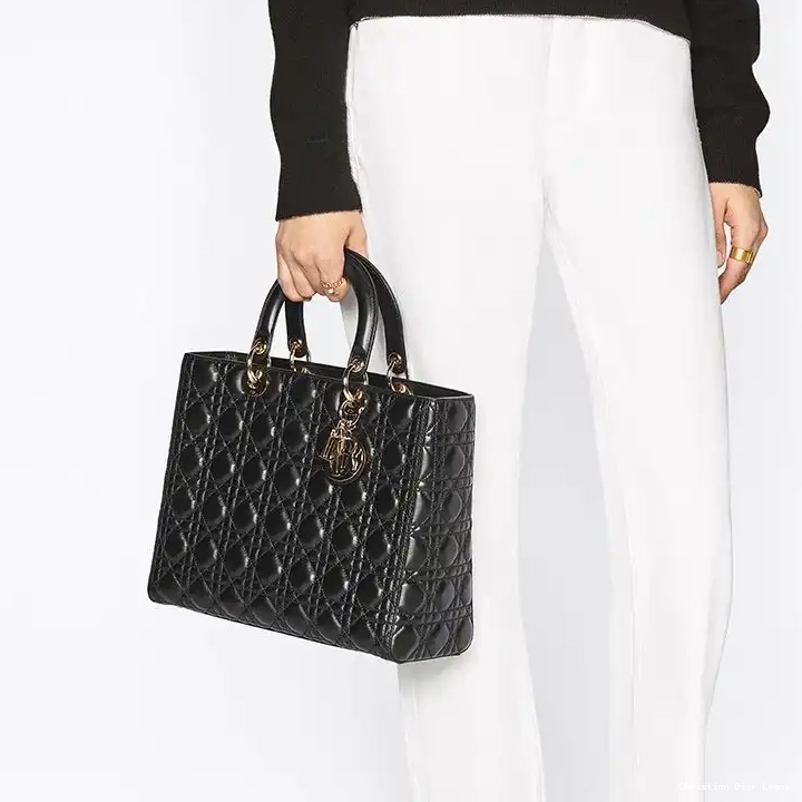 Cheap Patent Calfskin Lady Dior Large Gold Black Bag Cannage 0704 Luxury
